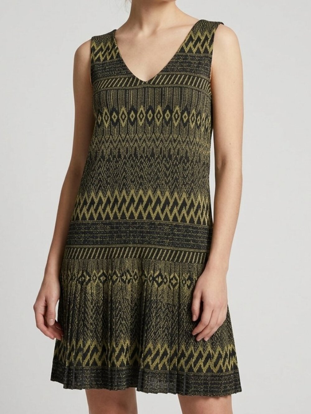 London Times Black and Gold Gatsby Art Deco Drop-Waist Mesh Dress Size 4